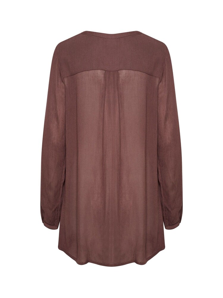 Kaffe Amber Brown V-Neck Long Sleeve Tunic - Image 6 of 6