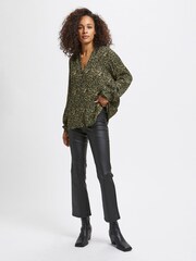 Kaffe Black Turbo V-Neck Blouse - Image 1 of 6