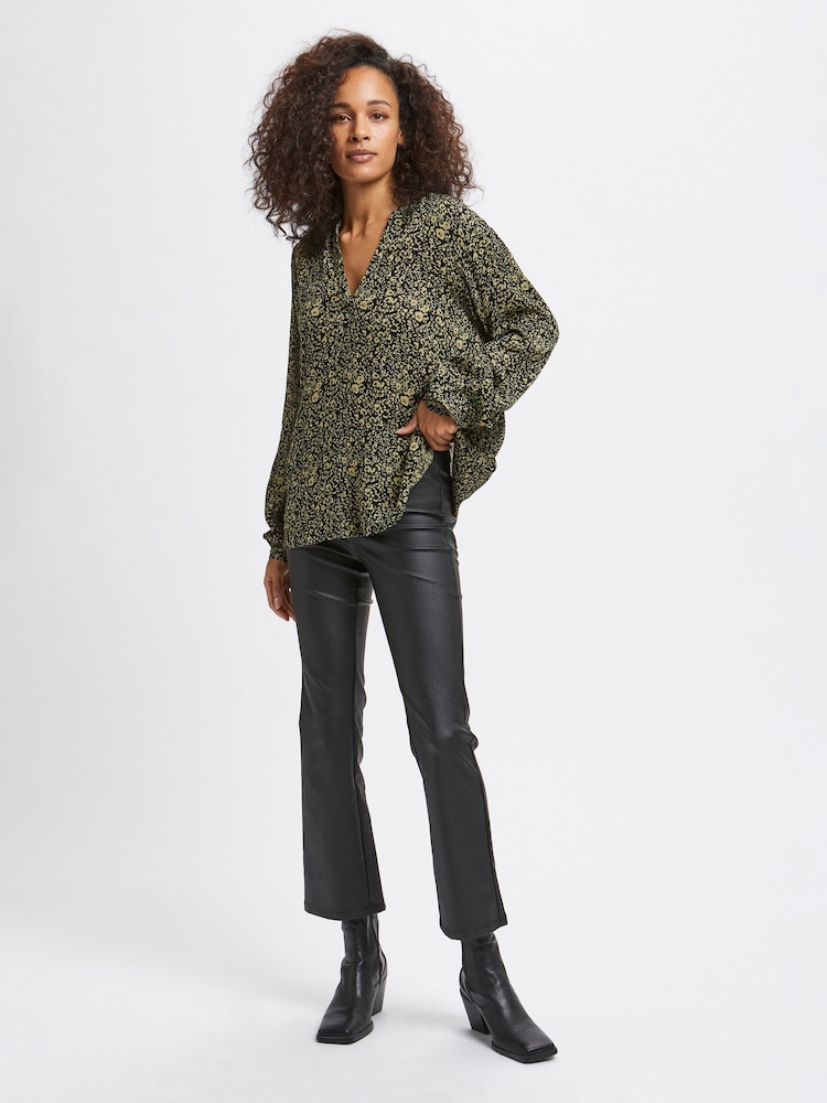 Kaffe Black Turbo V-Neck Blouse - Image 1 of 6 Kaffe Black Turbo V-Neck Blouse - Image 1 of 6