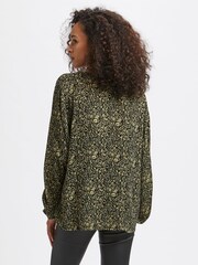 Kaffe Black Turbo V-Neck Blouse - Image 2 of 6