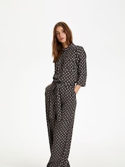 Kaffe Rutie Black Print Wide Leg Jumpsuit - Image 1 of 8