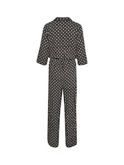 Kaffe Rutie Black Print Wide Leg Jumpsuit - Image 7 of 8