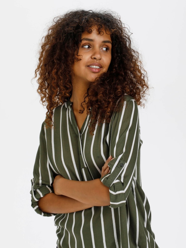 Kaffe Green Stridy Long Sleeve Blouse - Image 1 of 6 Kaffe Green Stridy Long Sleeve Blouse - Image 1 of 6