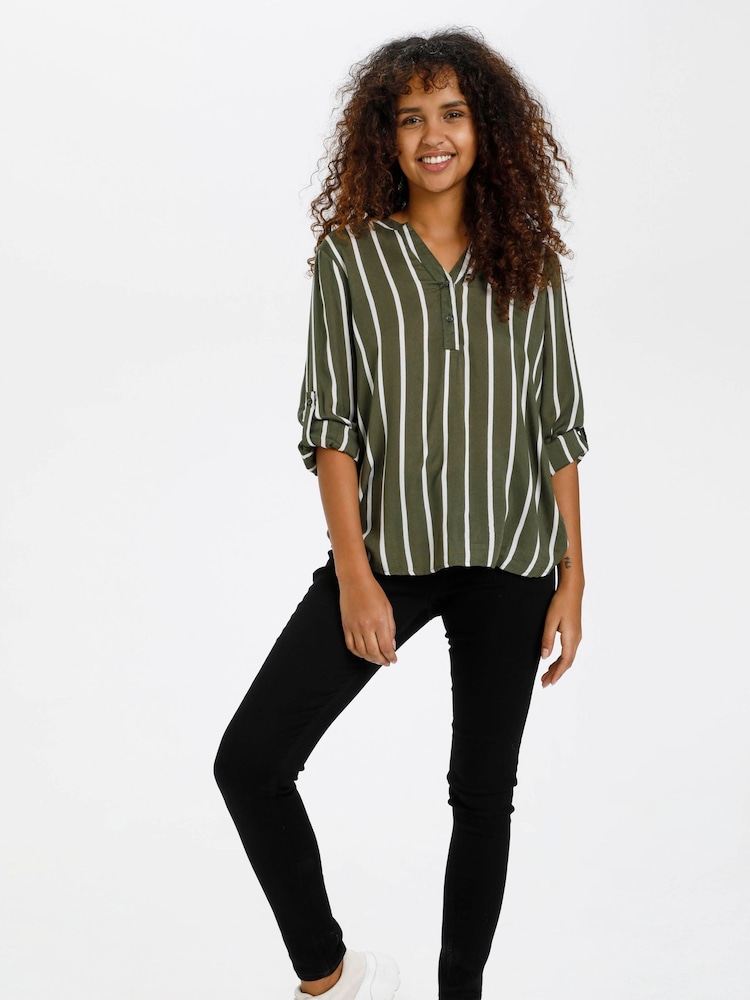 Kaffe Green Stridy Long Sleeve Blouse - Image 2 of 6 Kaffe Green Stridy Long Sleeve Blouse - Image 2 of 6