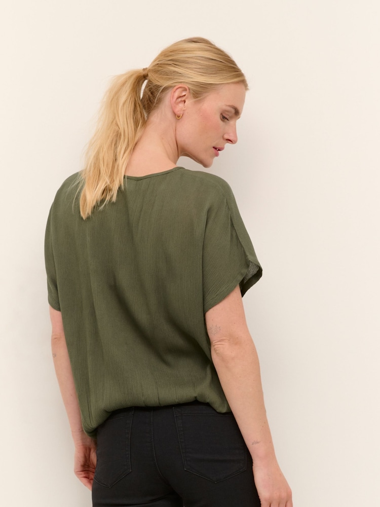 Kaffe Amber Round Neck Short Sleeve Blouse - Image 1 of 7