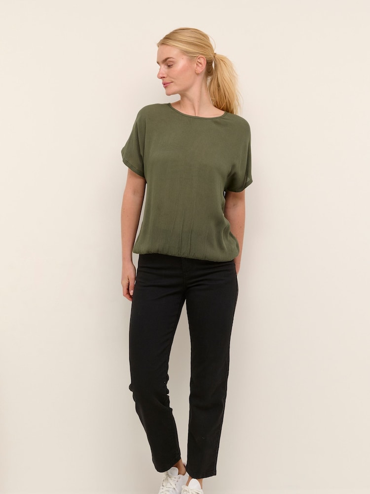 Kaffe Amber Round Neck Short Sleeve Blouse - Image 2 of 7