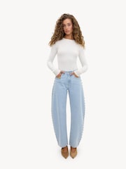 LOAVIES Blue Chasing Cider Skies Balloon Jeans With Studs - Image 4 of 5