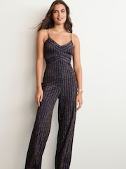 Multi Strappy Metallic Stripe Jumpsuit - Image 3 of 5