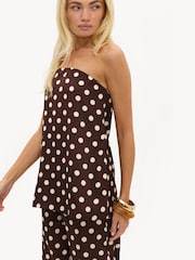 LOAVIES Brown Our Boundless Oath Polka Dot Strapless Top - Image 3 of 5
