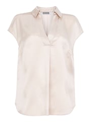 Mint Velvet Cream Silk V-Neck Shirt - Image 3 of 4