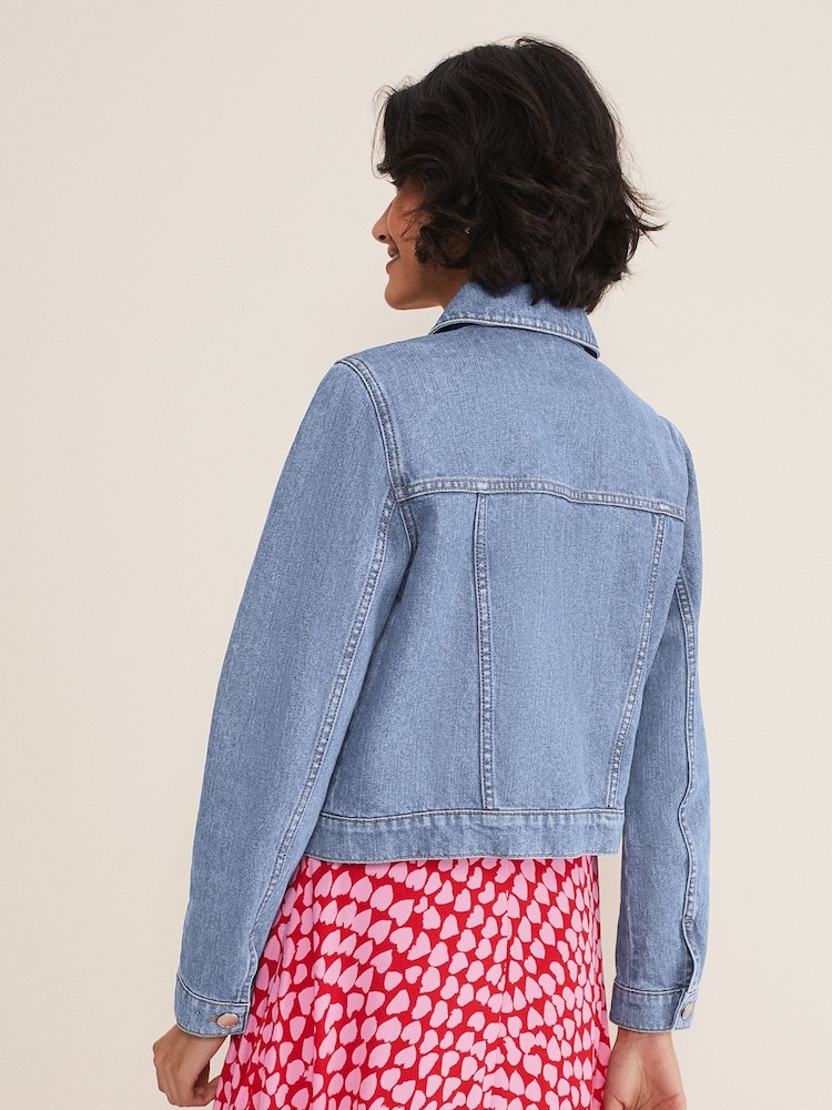 Phase Eight Blue Caitlin Cropped Denim Jacket - Image 2 of 6