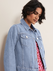 Phase Eight Blue Caitlin Cropped Denim Jacket - Image 3 of 6