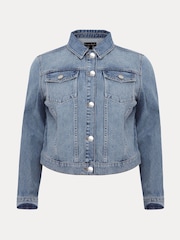 Phase Eight Blue Caitlin Cropped Denim Jacket - Image 6 of 6
