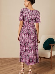 Monsoon Pink Ikat Wrap Dress - Image 2 of 4