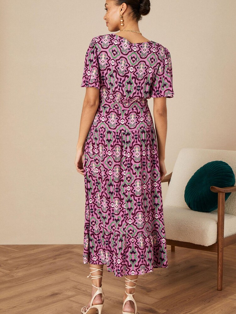 Monsoon Pink Ikat Wrap Dress - Image 2 of 4