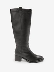 Schwarz - Forever Comfort Kniehoher Lederstiefel mit Blockabsatz - Bild 6 von 9