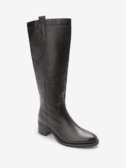 Schwarz - Forever Comfort Kniehoher Lederstiefel mit Blockabsatz - Bild 7 von 9