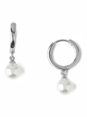 Orelia London Pearl Drop Huggie Hoop Earrings - Image 1 of 2
