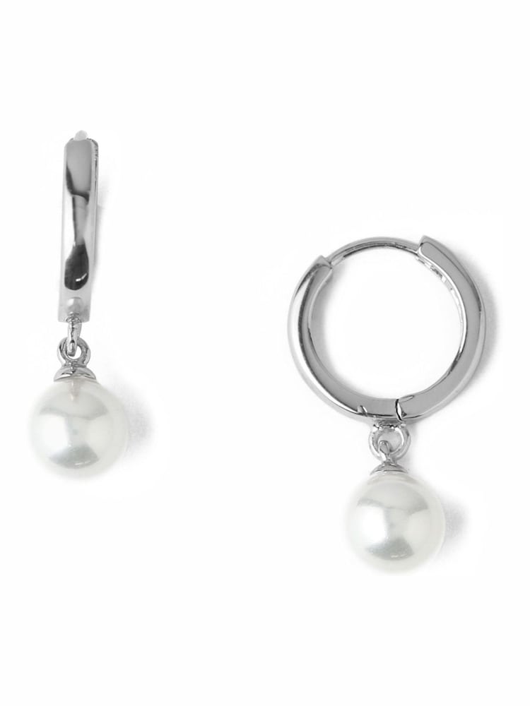 Orelia London Pearl Drop Huggie Hoop Earrings - Image 1 of 2