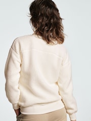 Ecru White Longline Fleece Sweatshirt - Image 3 of 6