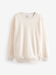 Ecru White Longline Fleece Sweatshirt - Image 5 of 6
