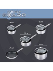 Prestige Silver Scratch Guard 5 Piece Set 16/18/20cm, 24cm Stockpot, 25cm Frypan - Image 5 of 9