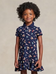 Robe polo Polo Ralph Lauren pom-pom girl bleue à logo ours - Image 1 de 6
