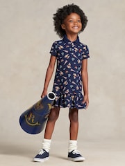 Robe polo Polo Ralph Lauren pom-pom girl bleue à logo ours - Image 3 de 6