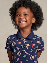 Robe polo Polo Ralph Lauren pom-pom girl bleue à logo ours - Image 4 de 6