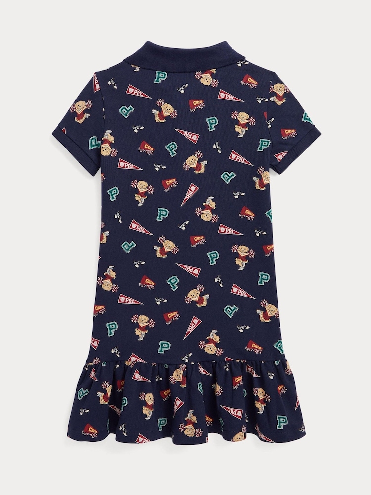 Robe polo Polo Ralph Lauren pom-pom girl bleue à logo ours - Image 6 de 6