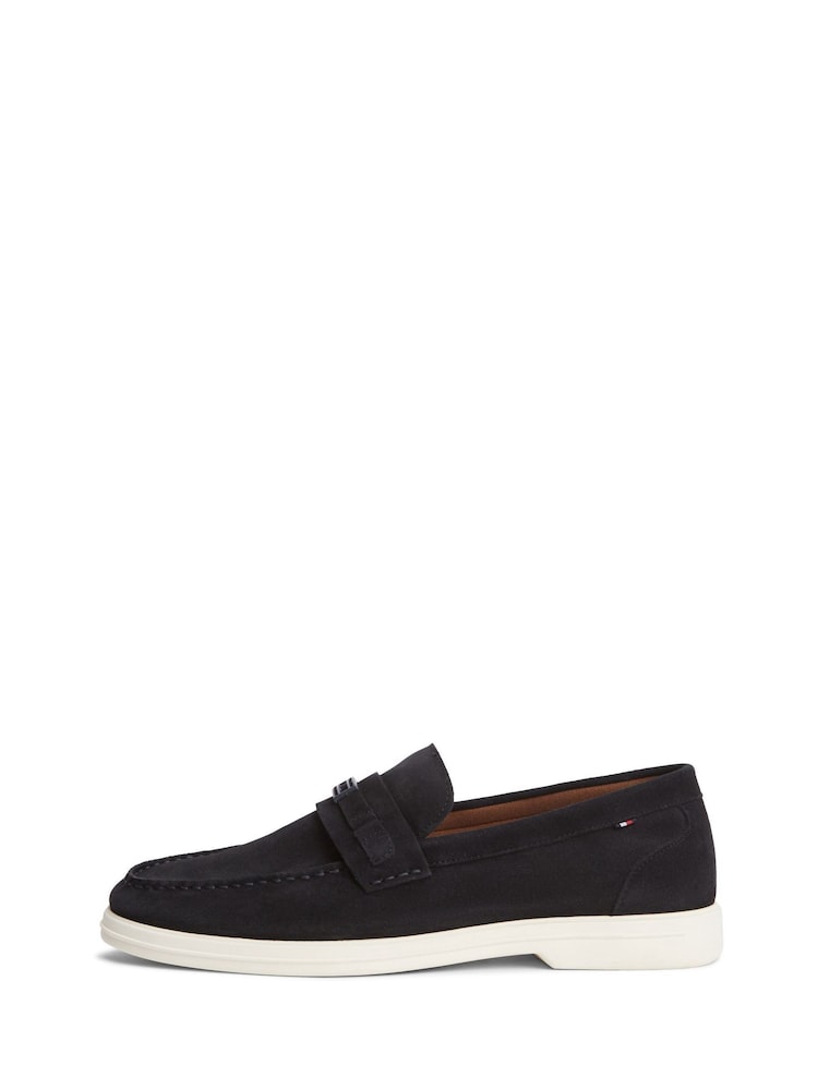 Tommy Hilfiger Blue Flag Plaque Suede Loafers - Image 2 of 6