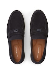 Tommy Hilfiger Blue Flag Plaque Suede Loafers - Image 5 of 6