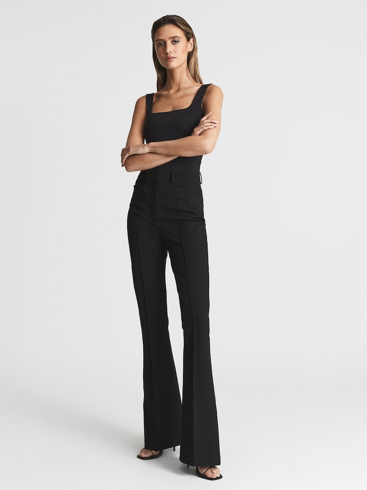 Reiss Black Dylan Flared Trousers - Image 1 of 7