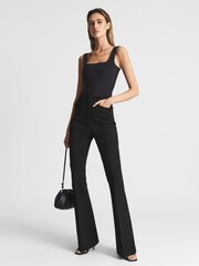 Reiss Black Dylan Flared Trousers - Image 6 of 7