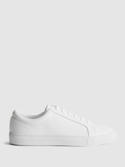 Reiss White Luca Grained Leather Trainers - Image 1 of 7