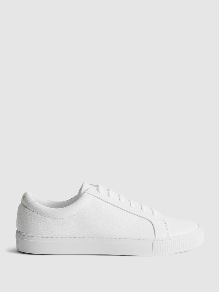Reiss White Luca Grained Leather Trainers - Image 1 of 7 Reiss White Luca Grained Leather Trainers - Image 1 of 7