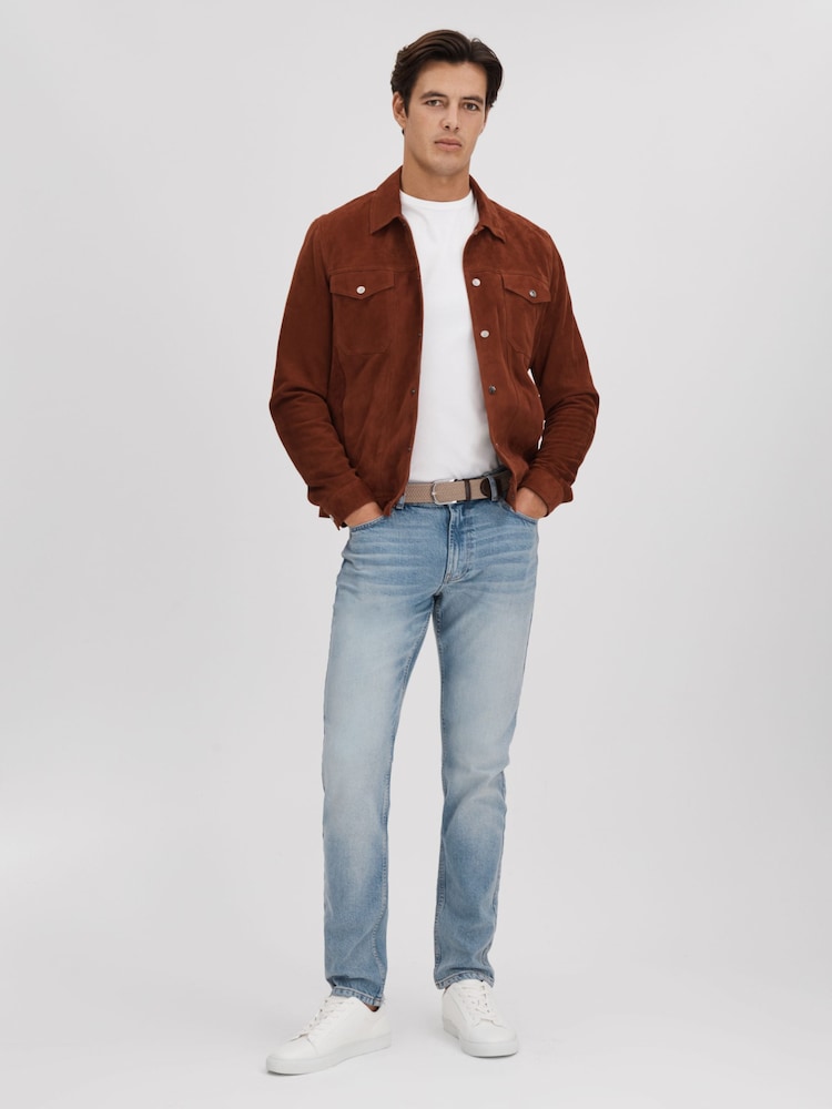 Reiss White Luca Grained Leather Trainers - Image 2 of 7