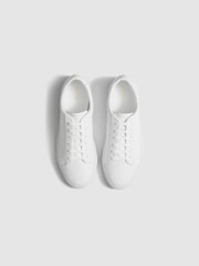Reiss White Luca Grained Leather Trainers - Image 3 of 7