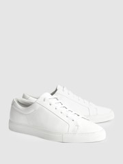 Reiss White Luca Grained Leather Trainers - Image 6 of 7