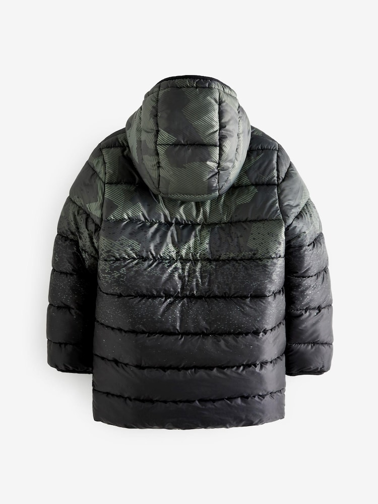 Camo Longline Borg Lined Padded Puffer Coat (3-17yrs) - Image 2 of 3