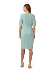 Adrianna Papell Blue Knit Crepe Pearl Trim Dress - Image 2 of 6