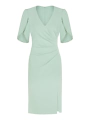 Adrianna Papell Blue Knit Crepe Pearl Trim Dress - Image 6 of 6
