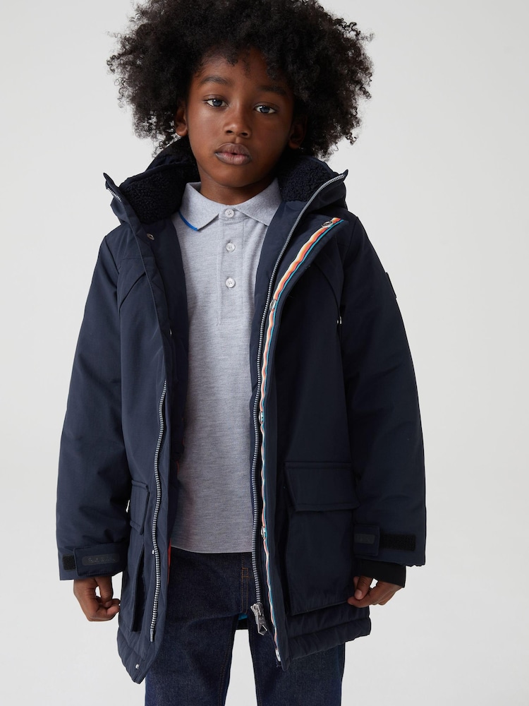 Paul Smith Junior Jungen Spritzwasserabweisender Parka-Mantel, Marineblau - Bild 1 von 11