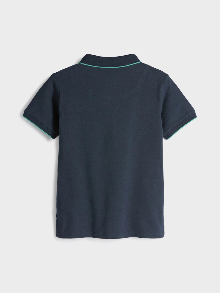 Granatowy - Paul Smith Junior Boys Short Sleeve Zebra Logo Polo Shirt - Image 5 of 8