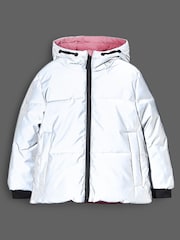 Paul Smith Junior Girls Reversible Reflective Colour Block Padded Coat - Image 11 of 11