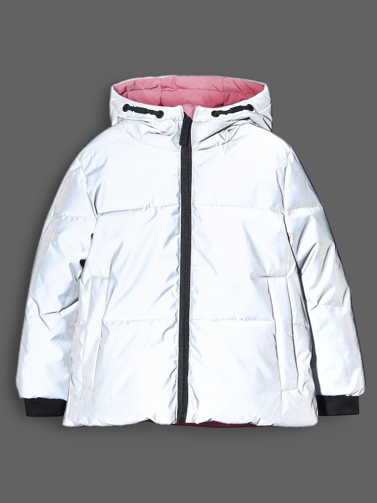 Paul Smith Junior Girls Reversible Reflective Colour Block Padded Coat - Image 11 of 11