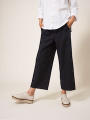 White Stuff Black Belle Wide Leg Cropped Trousers - Image 1 of 5