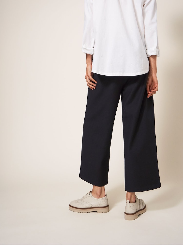 White Stuff Black Belle Wide Leg Cropped Trousers - Image 2 of 5