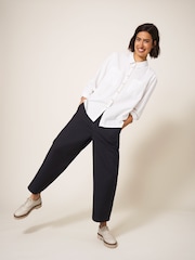 White Stuff Black Belle Wide Leg Cropped Trousers - Image 3 of 5