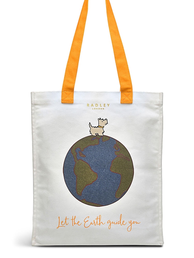 Radley London Let The Earth Guide You White 100% Cotton Tote Bag - Image 1 of 1 Radley London Let The Earth Guide You White 100% Cotton Tote Bag - Image 1 of 1